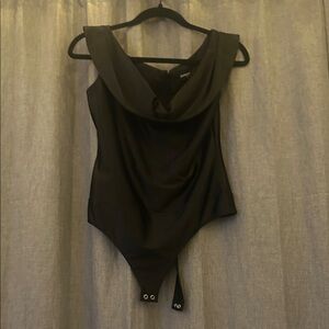 Express Black Draped Bodysuit